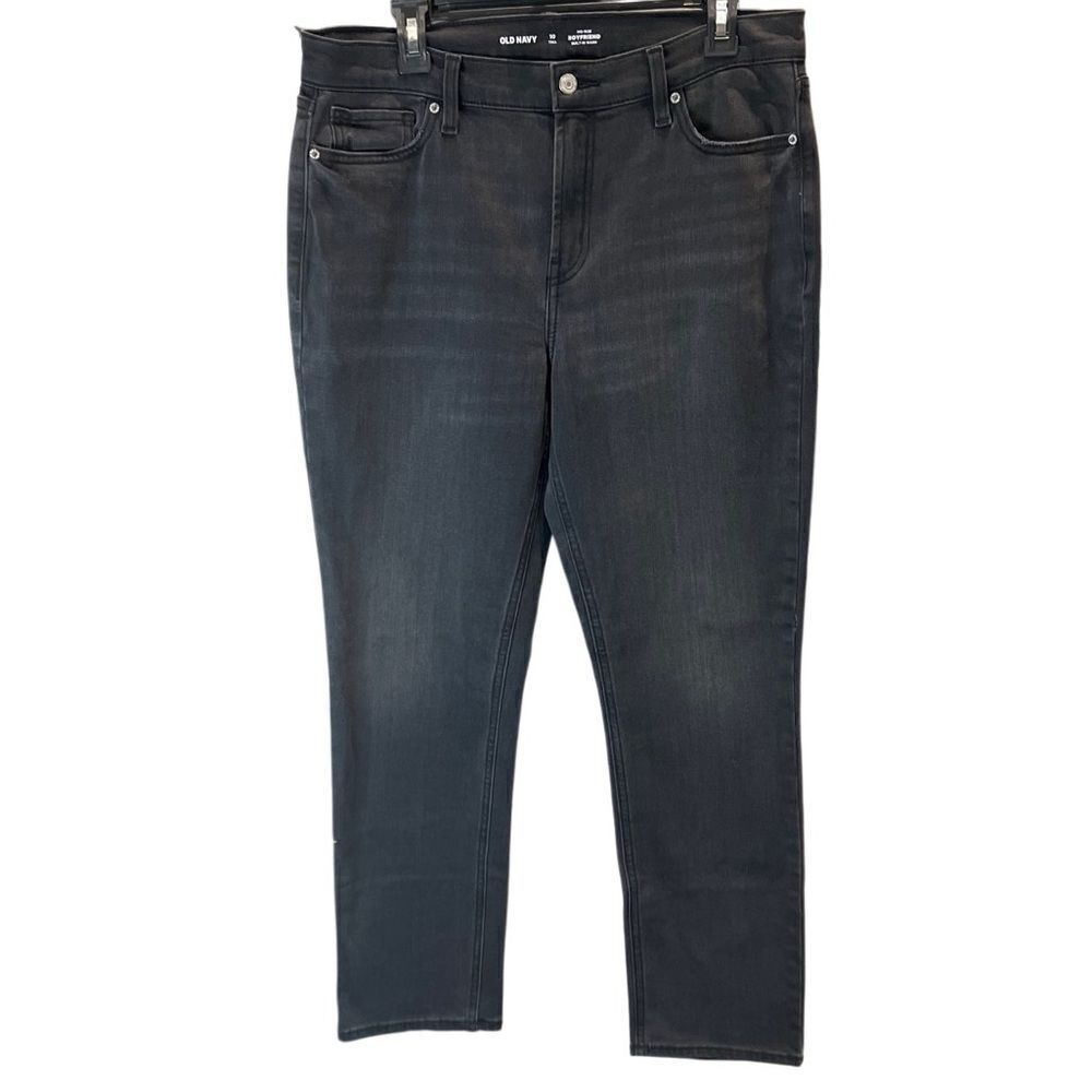 Old Navy mid rise boyfriend jeans black wash size 10 Tall